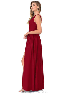 Trinity Sleeveless Natural Waist A-Line/Princess Floor Length V-Neck Bridesmaid Dresses