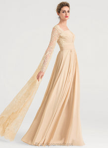 Beading Chiffon Square Wedding Pleated Wedding Dresses Liberty A-Line With Lace Floor-Length Dress