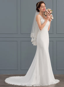 Wedding Lace Monica Dress Court Train Trumpet/Mermaid Wedding Dresses V-neck Chiffon