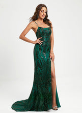 Load image into Gallery viewer, Sequined Sequins With Train Scoop Trumpet/Mermaid Sweep Prom Dresses Aliza