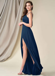 Lola Natural Waist Sleeveless V-Neck Floor Length Sequins Sheath/Column Bridesmaid Dresses