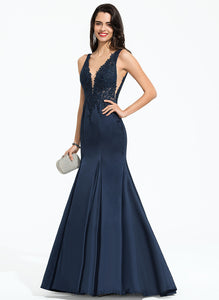 Lace With Prom Dresses Sweep V-neck Beading Jaylee Trumpet/Mermaid Train Satin