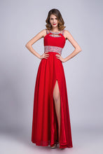 Load image into Gallery viewer, 2022 Scoop Prom Dresses A Line Sweep/Brush Red Open Back
