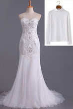 Load image into Gallery viewer, 2024 Sweetheart Beaded Bodice Sheath/Column Wedding Dress With Organza Skirt