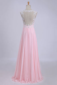 2022 V-Neck A-Line/Princess Prom Dress Tulle&Chiffon With Beads And Applique
