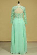 Load image into Gallery viewer, 2022 Prom Dresses Bateau A Line Chiffon Floor Length With Beading