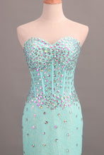 Load image into Gallery viewer, 2022 Sweetheart Sheath/Column Prom Dress Lace With Rhinestone