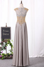 Load image into Gallery viewer, 2024 Evening Dresses A Line Scoop Chiffon With Applique And Beads