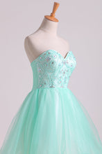 Load image into Gallery viewer, 2022 A Line Sweetheart Homecoming Dresses Beaded Bodice Tulle