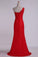 2022 Prom Dresses One-Shoulder Sheath Beaded Lace Floor-Length Zipper Back