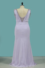 Load image into Gallery viewer, 2024 New Arrival V Neck Sheath Evening Dresses Chiffon With Beading