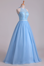 Load image into Gallery viewer, 2024 Halter A Line/Princess Prom Dresses With Long Tulle Skirt