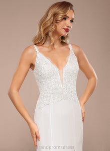 Train Dress Sweep Sequins V-neck Wedding Wedding Dresses Trumpet/Mermaid Chiffon With Chanel Lace