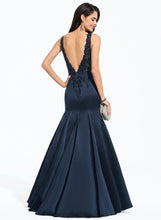 Load image into Gallery viewer, Lace With Prom Dresses Sweep V-neck Beading Jaylee Trumpet/Mermaid Train Satin