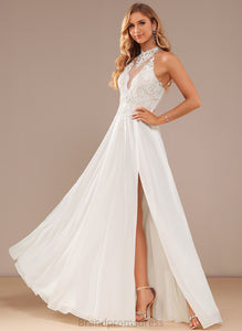 Dress With Floor-Length A-Line Wedding Chiffon Beading Sequins Aiyana Neck Lace Wedding Dresses High