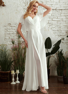 Wedding Dress Chiffon Lace A-Line Germaine Wedding Dresses V-neck Floor-Length