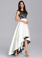 Load image into Gallery viewer, Lace Dress A-Line Satin Scoop Asymmetrical Isabella Wedding Illusion Wedding Dresses