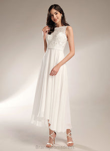 Ana Chiffon Dress A-Line Asymmetrical Scoop Wedding Wedding Dresses Lace