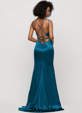 Load image into Gallery viewer, V-neck Charmeuse Urania Prom Dresses Sweep Trumpet/Mermaid Train