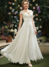 Load image into Gallery viewer, Lace Floor-Length Wedding With Wedding Dresses A-Line V-neck Beading Dress Holly Sequins Chiffon