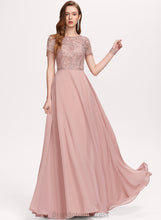 Load image into Gallery viewer, Sequins A-Line Chiffon Scoop With Susan Lace Floor-Length Prom Dresses