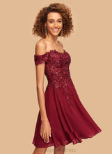 Load image into Gallery viewer, Sequins Tiara Chiffon Short/Mini A-Line With Dress Homecoming Off-the-Shoulder Homecoming Dresses Lace