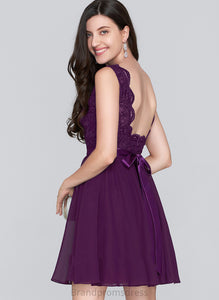 Dress A-Line Lace Homecoming Chiffon With Short/Mini Giovanna Homecoming Dresses Bow(s) V-neck