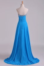 Load image into Gallery viewer, 2022 Sweetheart Beaded Neckline Prom Dress A Line With Ruffles Chiffon