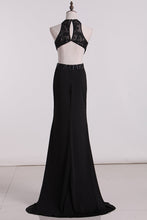 Load image into Gallery viewer, 2024 See-Through Scoop Open Back Prom Dresses Spandex With Beads And Slit