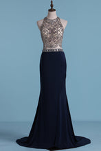Load image into Gallery viewer, 2024 Two Pieces Prom Dresses Sheath With Beading And Slit Sweep Train