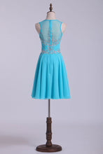 Load image into Gallery viewer, 2022 Scoop Homecoming Dresses A-Line Short With Beads Chiffon