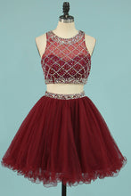 Load image into Gallery viewer, 2024 Hot Selling Homecoming Dresses Scoop A-Line Beaded Bodice Tulle Short/Mini
