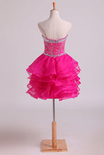 Load image into Gallery viewer, 2024 Homecoming Dresses Sweetheart A Line Organza With Beading Short/Mini