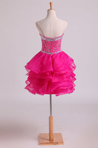 2024 Homecoming Dresses Sweetheart A Line Organza With Beading Short/Mini