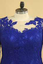 Load image into Gallery viewer, 2022 Plus Size Mother Of The Bride Dresses Scoop 3/4 Length Sleeve Lace With Applique Dark Royal Blue