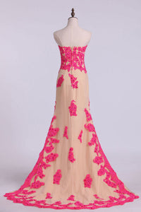 2024 Asymmetrical Prom Dresses Sheath Sweetheart With Applique