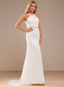 Chiffon Court Neck Train Wedding Trumpet/Mermaid Dress Kendall With High Beading Lace Wedding Dresses