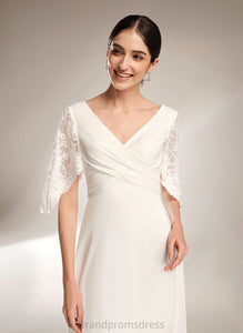 Wedding Dresses Floor-Length Lace V-neck Chiffon Dress Sheath/Column Wedding Rayne