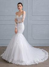 Load image into Gallery viewer, Dress Beading Trumpet/Mermaid Court Off-the-Shoulder Lillie Wedding Dresses Sequins Lace Tulle With Train Wedding