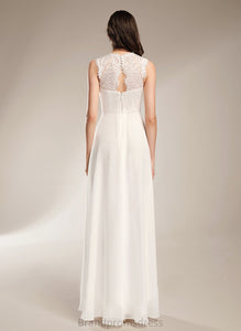 Scoop Wedding Dress A-Line Chiffon Renee Floor-Length Lace Wedding Dresses