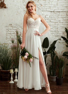 Dress Lace Floor-Length Chiffon Saige A-Line Wedding V-neck Wedding Dresses