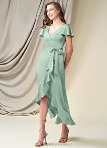 Lillian Sleeveless Spaghetti Staps Floor Length Natural Waist A-Line/Princess Bridesmaid Dresses