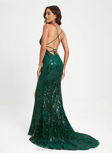 Sequined Sequins With Train Scoop Trumpet/Mermaid Sweep Prom Dresses Aliza