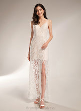 Load image into Gallery viewer, Sheath/Column V-neck Wedding Floor-Length Jeanie Lace Wedding Dresses Dress
