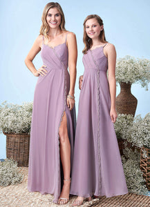 Raquel V-Neck Floor Length Natural Waist A-Line/Princess Sleeveless Bridesmaid Dresses
