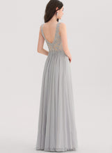 Load image into Gallery viewer, Lace Floor-Length A-Line Chiffon Prom Dresses With Madeleine Rhinestone V-neck
