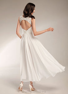 Ana Chiffon Dress A-Line Asymmetrical Scoop Wedding Wedding Dresses Lace