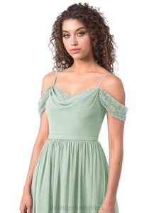 Kamora Tea Length Sheath/Column Spaghetti Staps Satin Sleeveless Natural Waist Bridesmaid Dresses