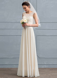 Floor-Length With A-Line Chiffon Sequins Dress Beading Wedding Dresses Scoop Lace Andrea Wedding
