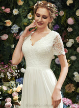 Load image into Gallery viewer, A-Line Wedding Dress Chiffon Wedding Dresses Kendall Lace Asymmetrical V-neck